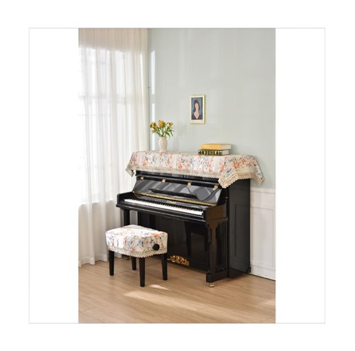 BỘ KHĂN PHỦ ĐÀN PIANO VÀ PHỦ GHẾ HỌA TIẾT HOA VÀ LÁ MÙA THU KD-08